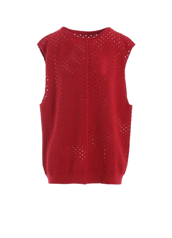 SUPER SOFT COTTON KNIT EYELET VEST sold by Yohji Yamamoto