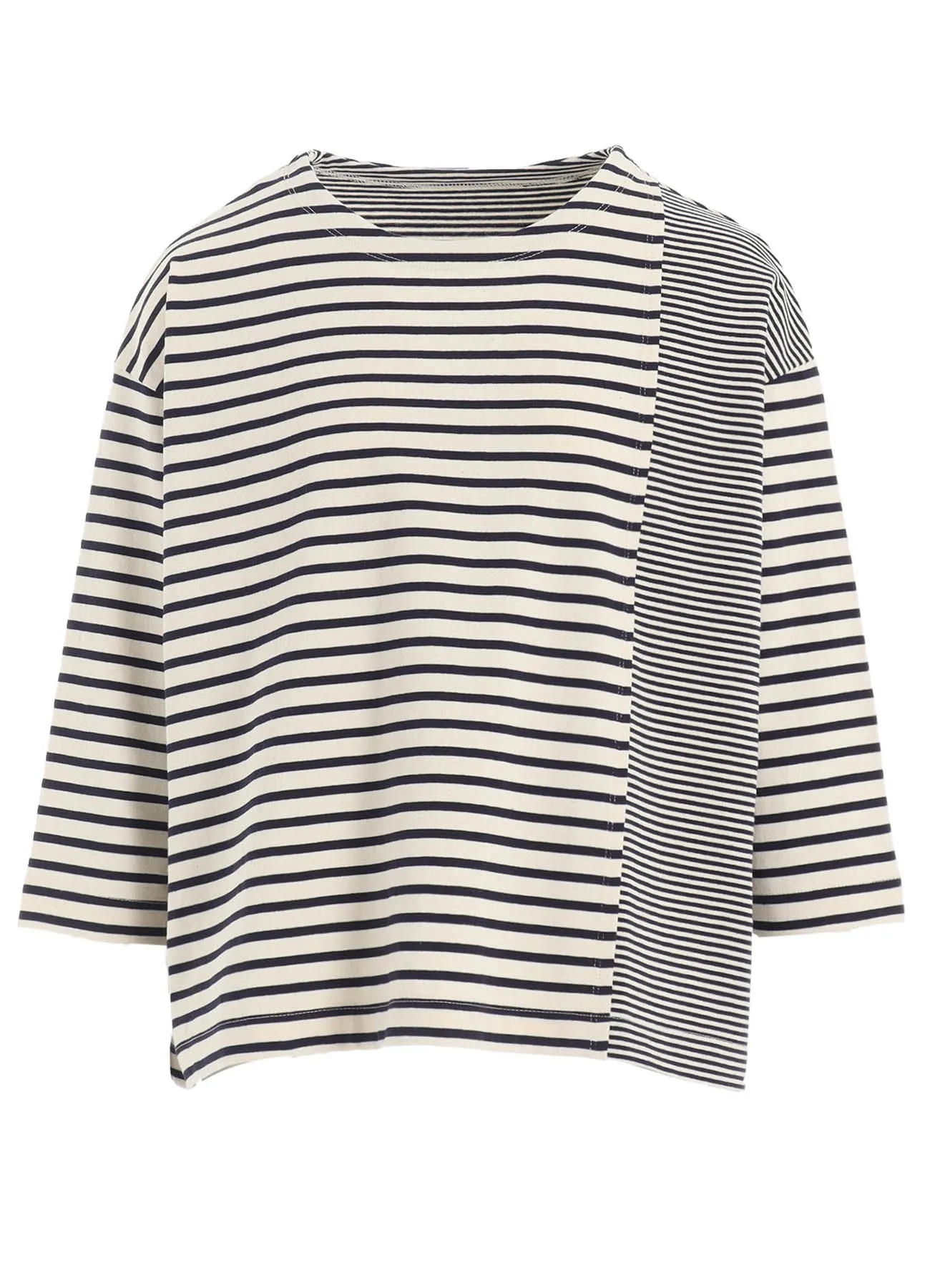 BORDER SWITCHING 3/4 SLEEVE SHIRT sold by Yohji Yamamoto product image thumbnail 2