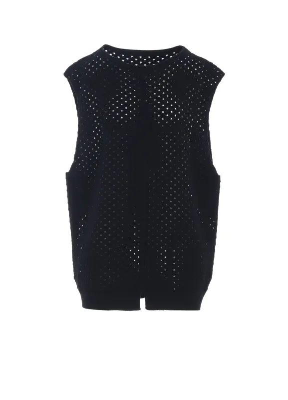SUPER SOFT COTTON KNIT EYELET VEST made by Yohji Yamamoto