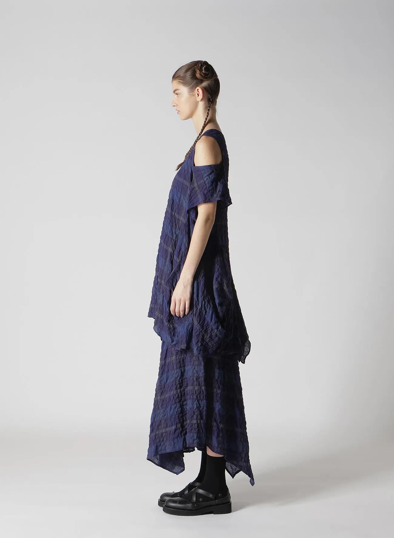 PLAID OPEN SHOULDER BLOUSE sold by Yohji Yamamoto product image thumbnail 5