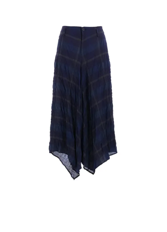 PLAID ASYMETRY HEM FRILL PANTS sold by Yohji Yamamoto