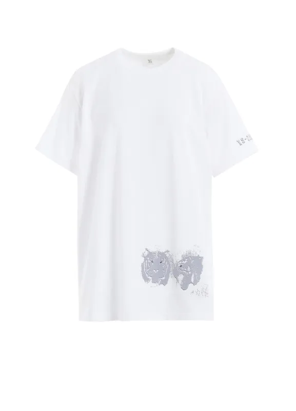 ANIMAL FLOCKED PRINT ROUND NECK SHORT SLEEVE T (TIGER) sold by Yohji Yamamoto