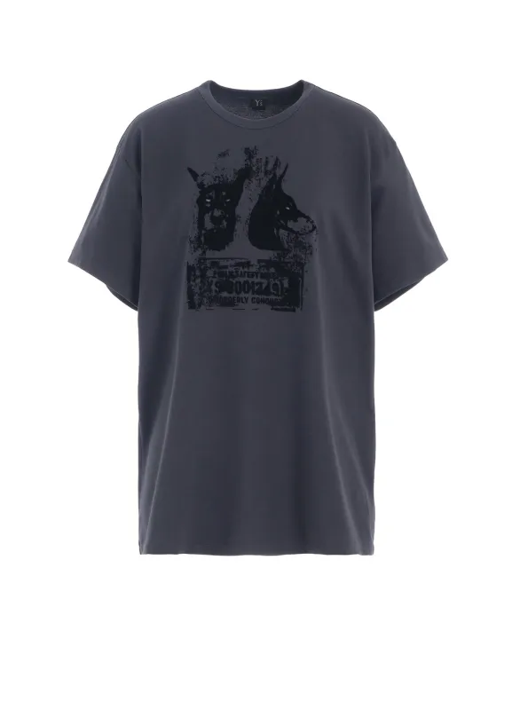 ANIMAL FLOCKED PRINT ROUND NECK SHORT SLEEVE T (DOG) sold by Yohji Yamamoto