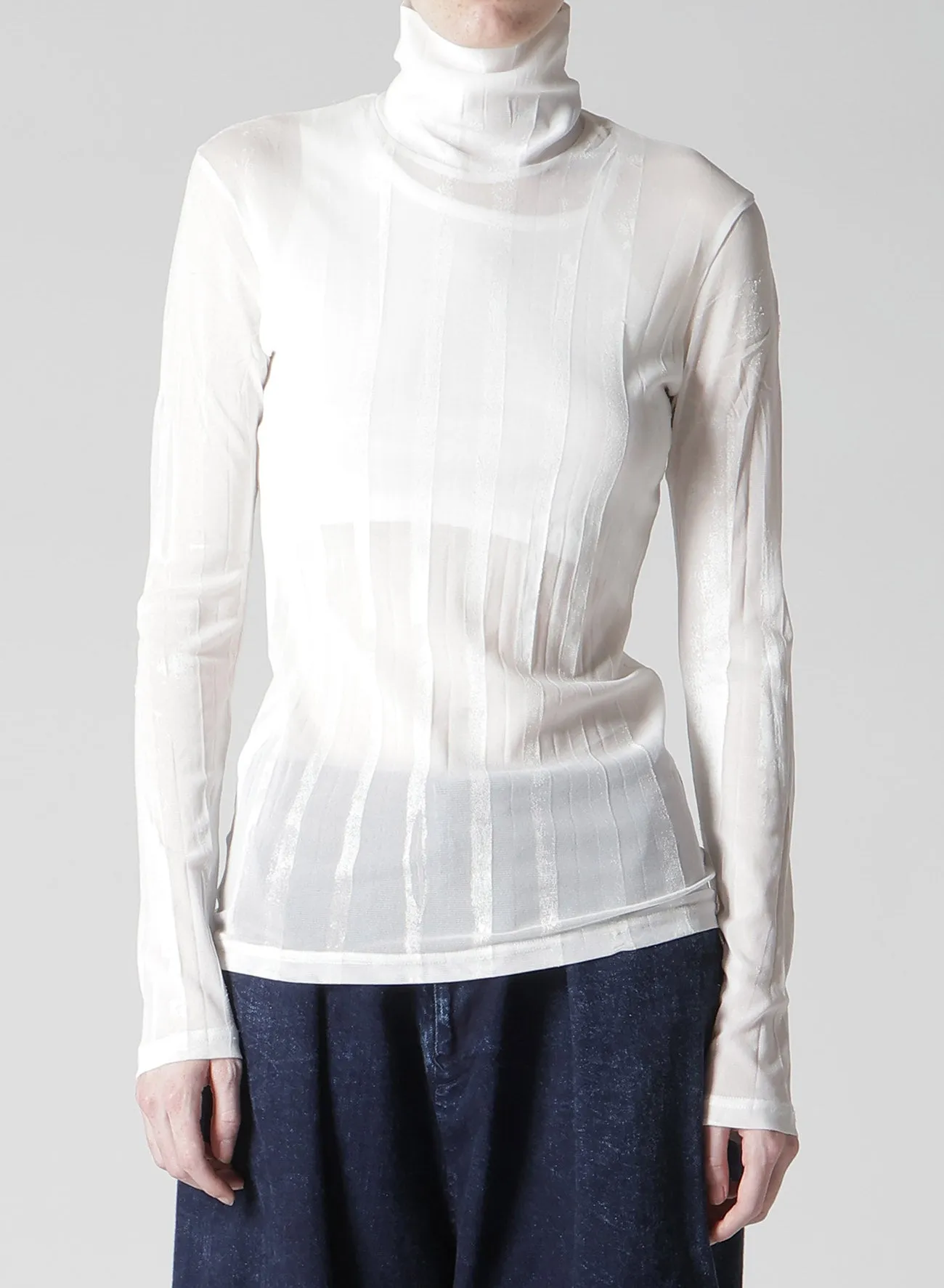 TULLE PLEATS LONG SLEEVE HIGH NECK T sold by Yohji Yamamoto product image thumbnail 4
