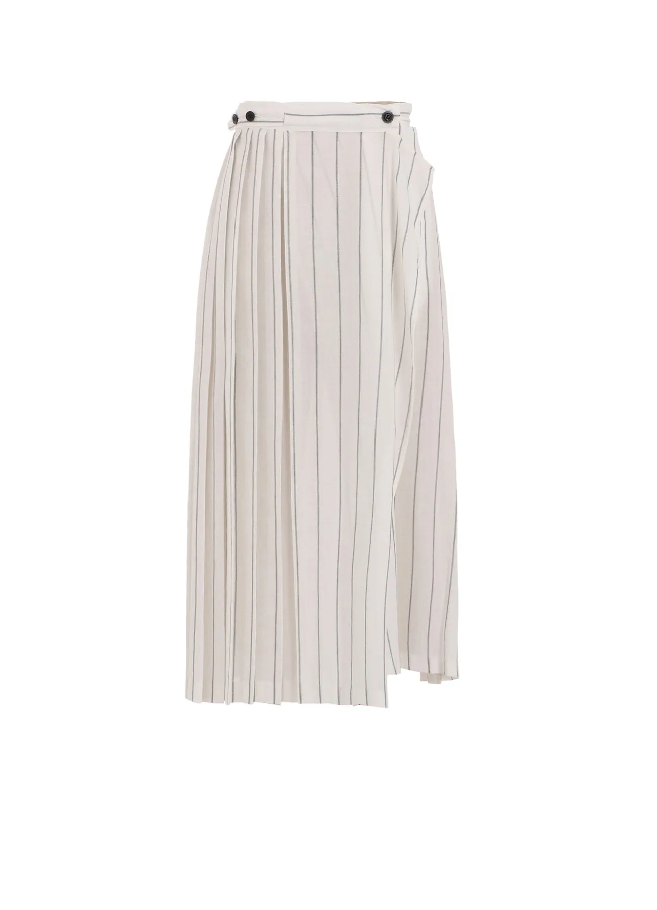 WASHER STRIPE PLEATED WRAP SKIRT sold by Yohji Yamamoto