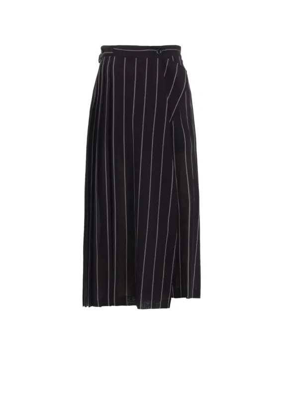 WASHER STRIPE PLEATED WRAP SKIRT sold by Yohji Yamamoto