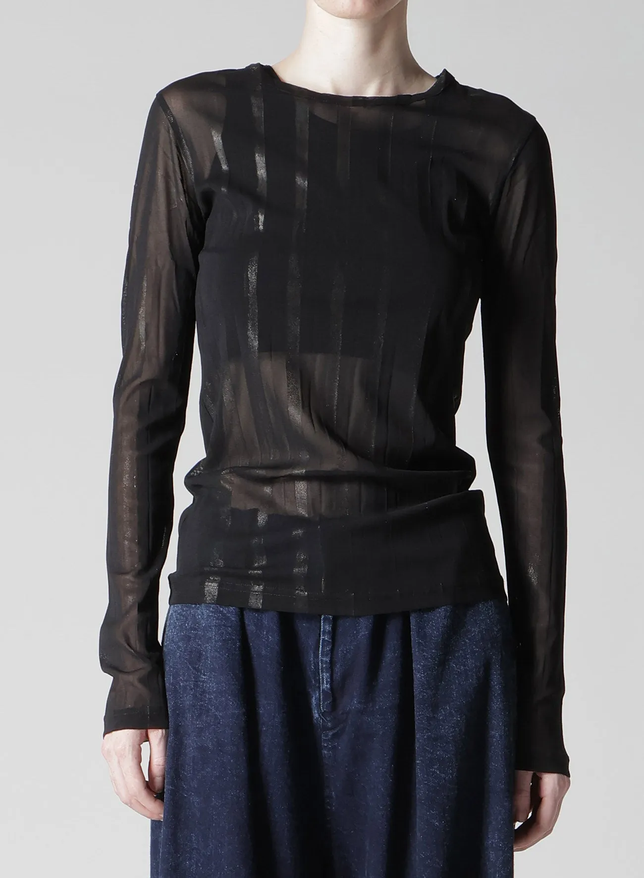 TULLE PLEATS LONG SLEEVE ROUND NECK T sold by Yohji Yamamoto product image thumbnail 4