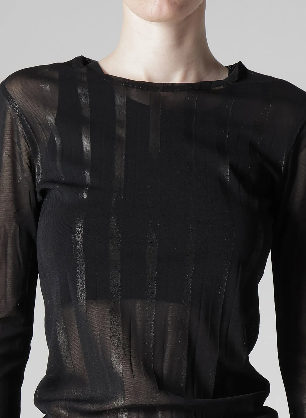 TULLE PLEATS LONG SLEEVE ROUND NECK T sold by Yohji Yamamoto product image thumbnail 5