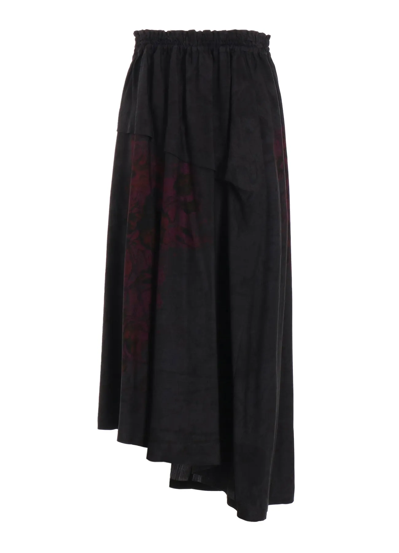 CUPRO/DUNGAREE TWILL FLOWER&ASPHALT PRINT RIGHT TUCKED ASYMMETRIC SKIRT sold by Yohji Yamamoto product image thumbnail 2