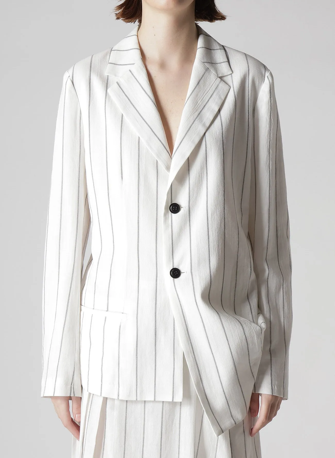 WASHER STRIPE LEFT SIDE DROPPED JACKET sold by Yohji Yamamoto product image thumbnail 5