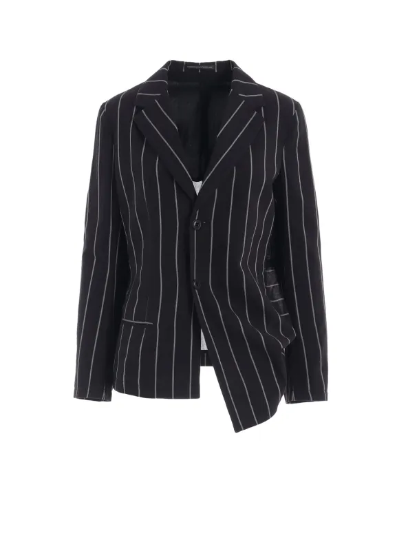 WASHER STRIPE LEFT SIDE DROPPED JACKET sold by Yohji Yamamoto