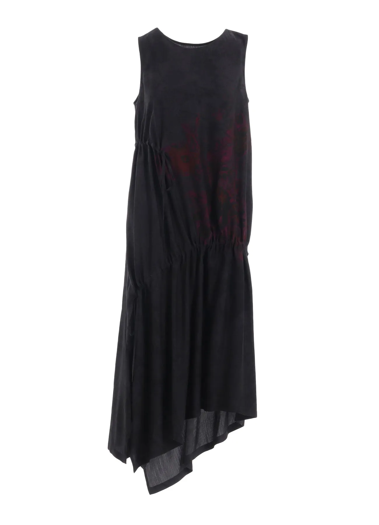 CUPRO/DUNGAREE TWILL FLOWER&ASPHALT PRINT SHIRRING DRESS sold by Yohji Yamamoto product image thumbnail 2