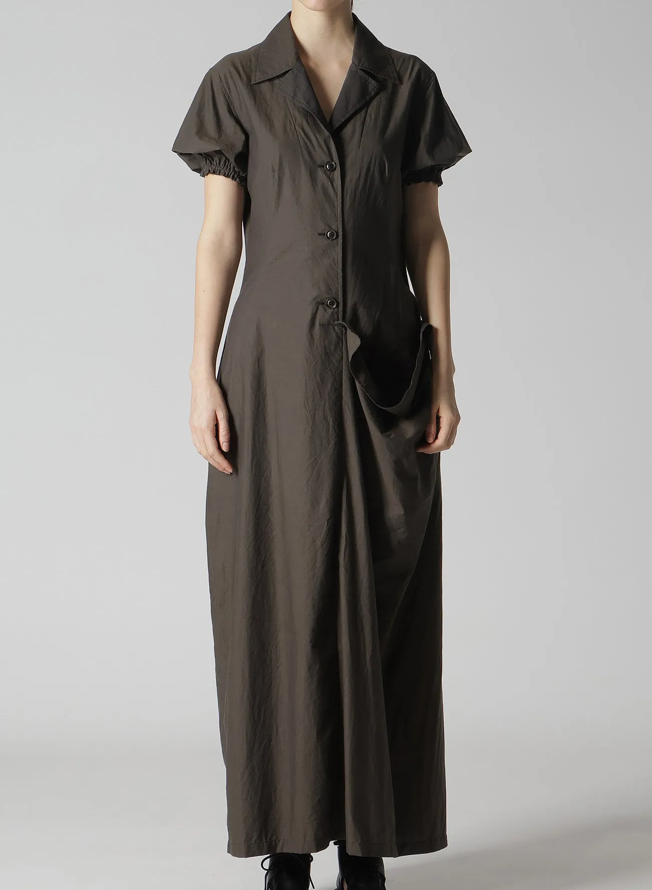 COTTON TYPEWRITER LEFT SIDE GATHERED DRESS sold by Yohji Yamamoto product image thumbnail 4