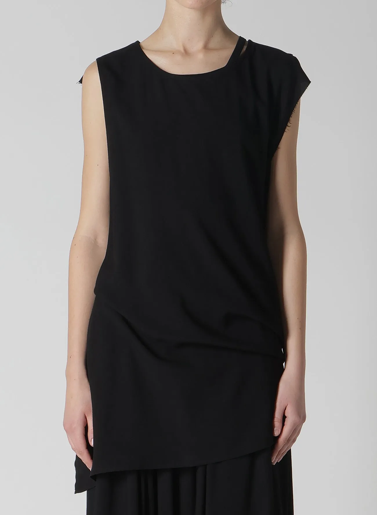RAYON CAMBRIC SLEEVELESS DRAPE BLOUSE sold by Yohji Yamamoto product image thumbnail 4