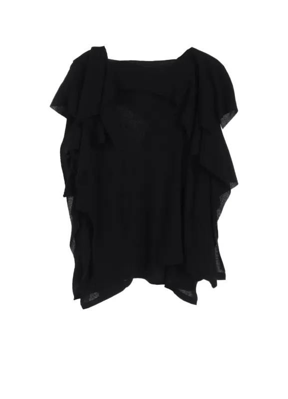 HIGH TWISTED CREPE&INTERLOCK DRAPED DETAIL SLEEVELESS T sold by Yohji Yamamoto