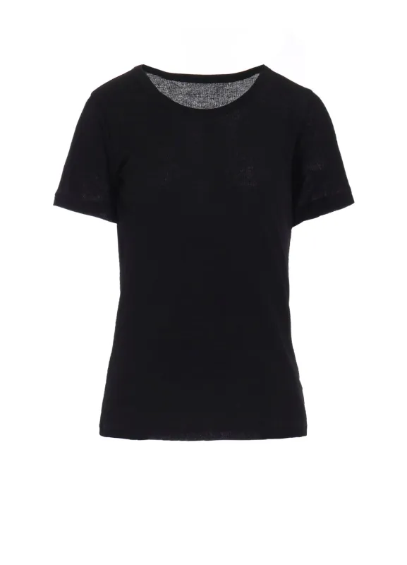 HIGH TWISTED RIB ROUND NECK SHORT SLV T sold by Yohji Yamamoto