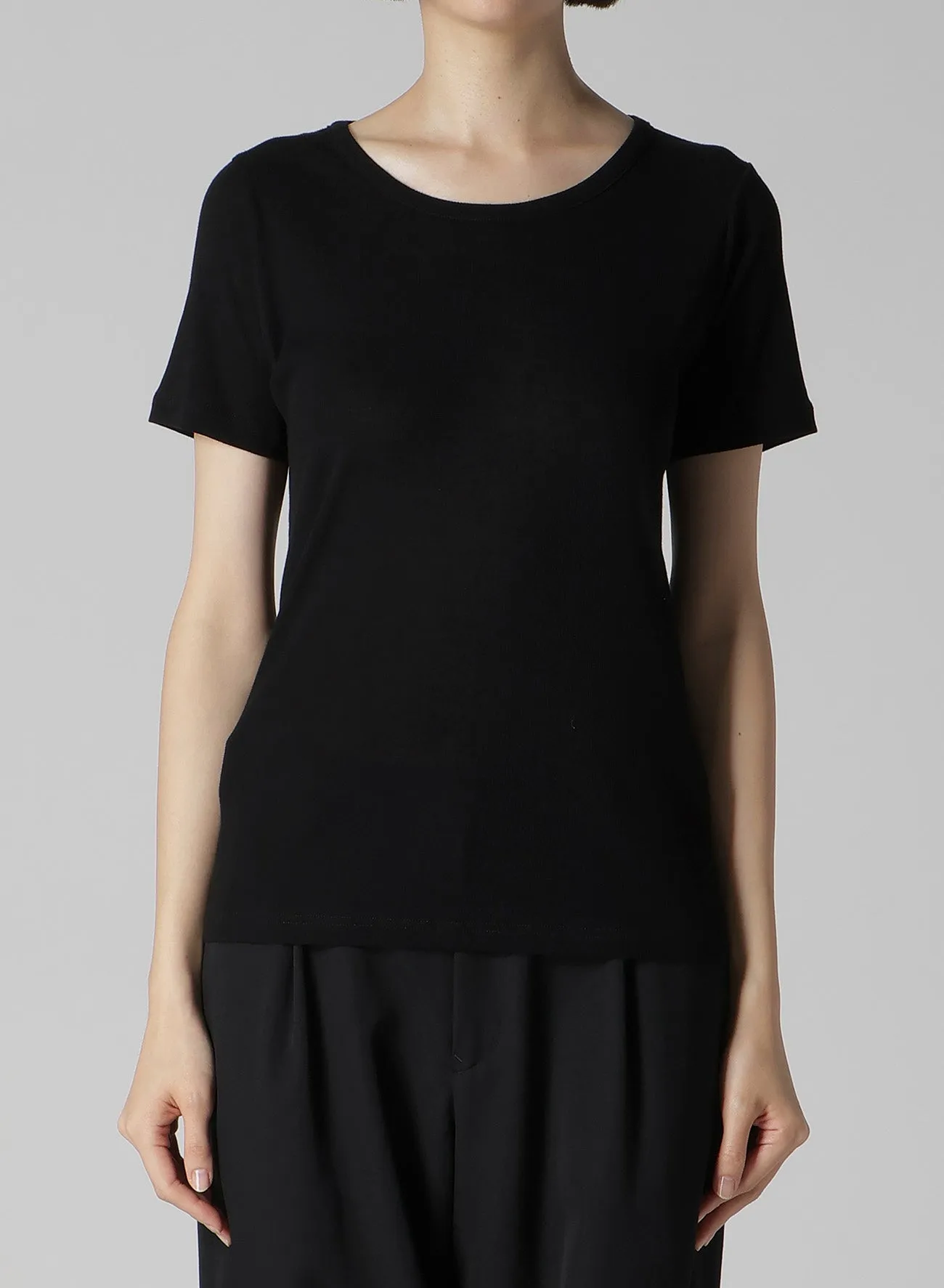 HIGH TWISTED RIB ROUND NECK SHORT SLV T sold by Yohji Yamamoto product image thumbnail 2
