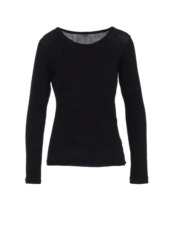 HIGH TWISTED RIB ROUND NECK LONG SLV T sold by Yohji Yamamoto