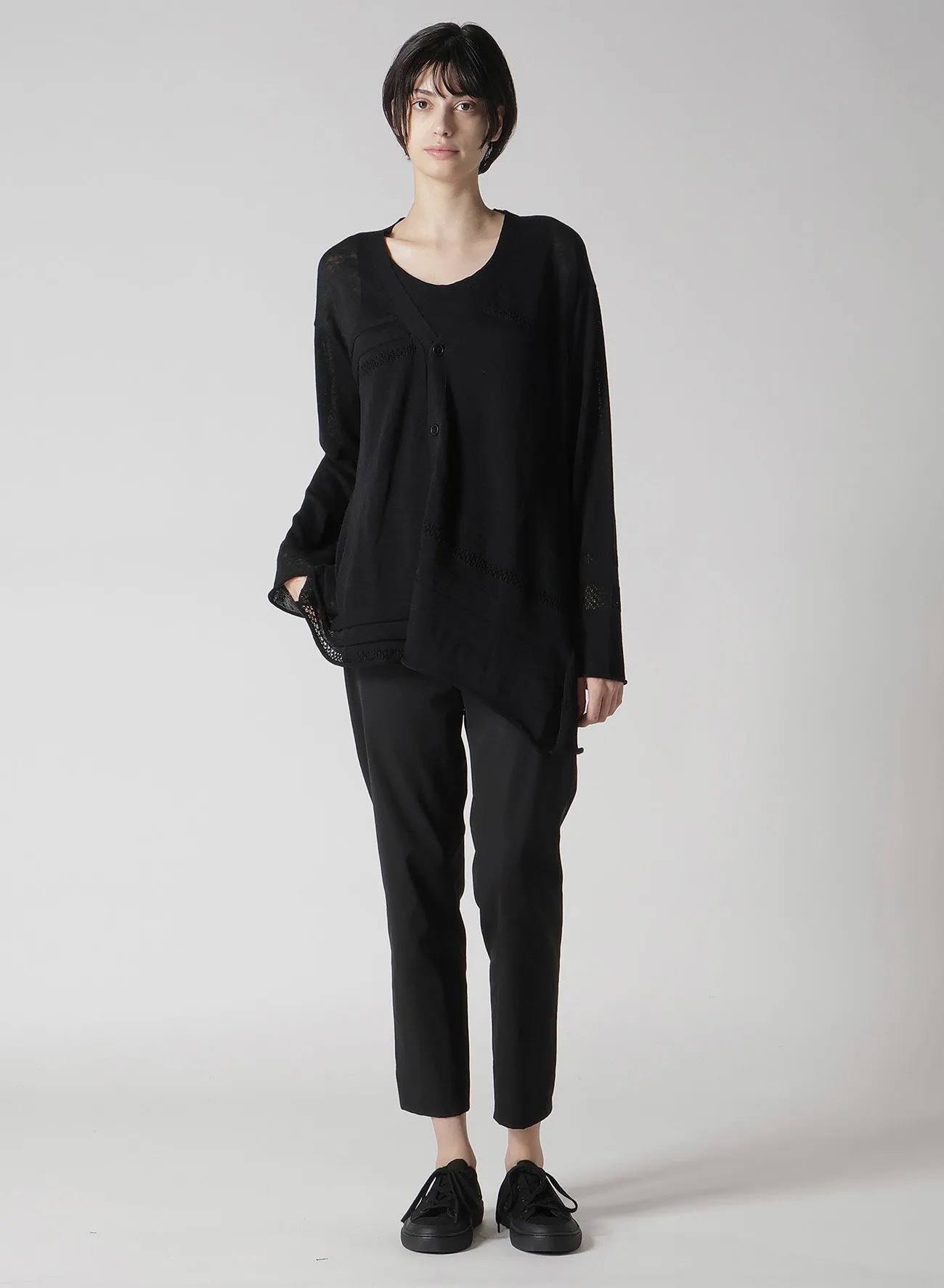 12G 2P STRIPE PANELED CARDIGAN sold by Yohji Yamamoto product image thumbnail 3