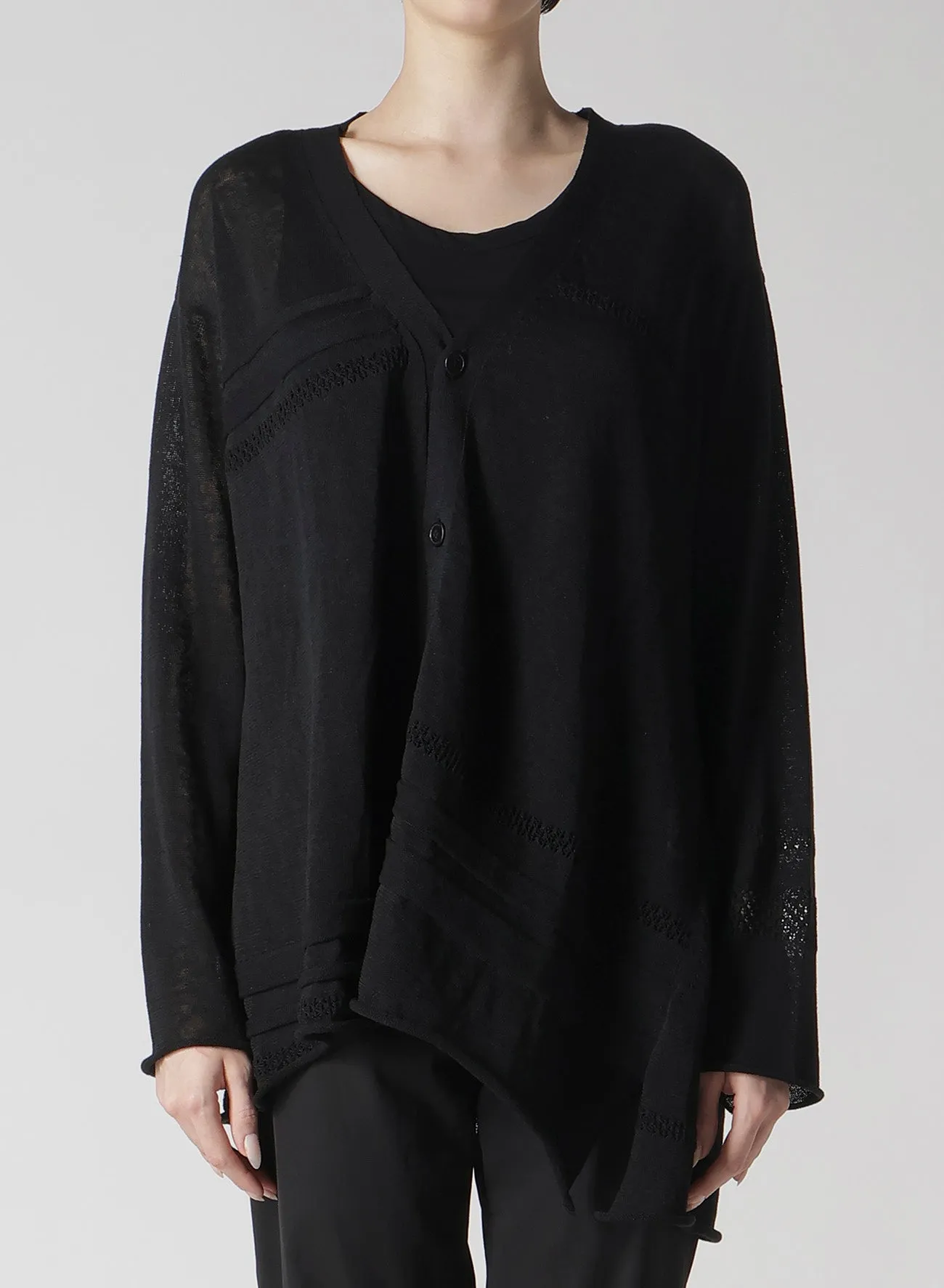 12G 2P STRIPE PANELED CARDIGAN sold by Yohji Yamamoto product image thumbnail 2