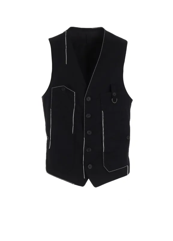 COTTON TWILL COLOR STITCHING WORK VEST sold by Yohji Yamamoto