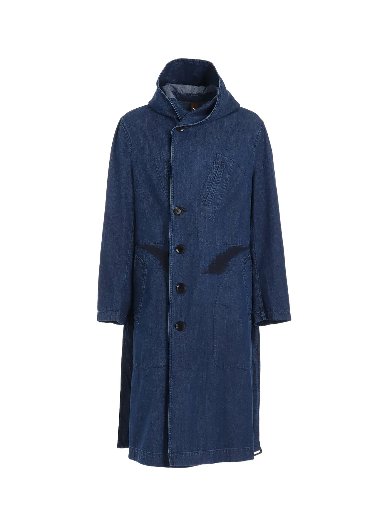 8OZ DENIM + DUNGAREE HOODED COATS WITH POCKETS sold by Yohji Yamamoto