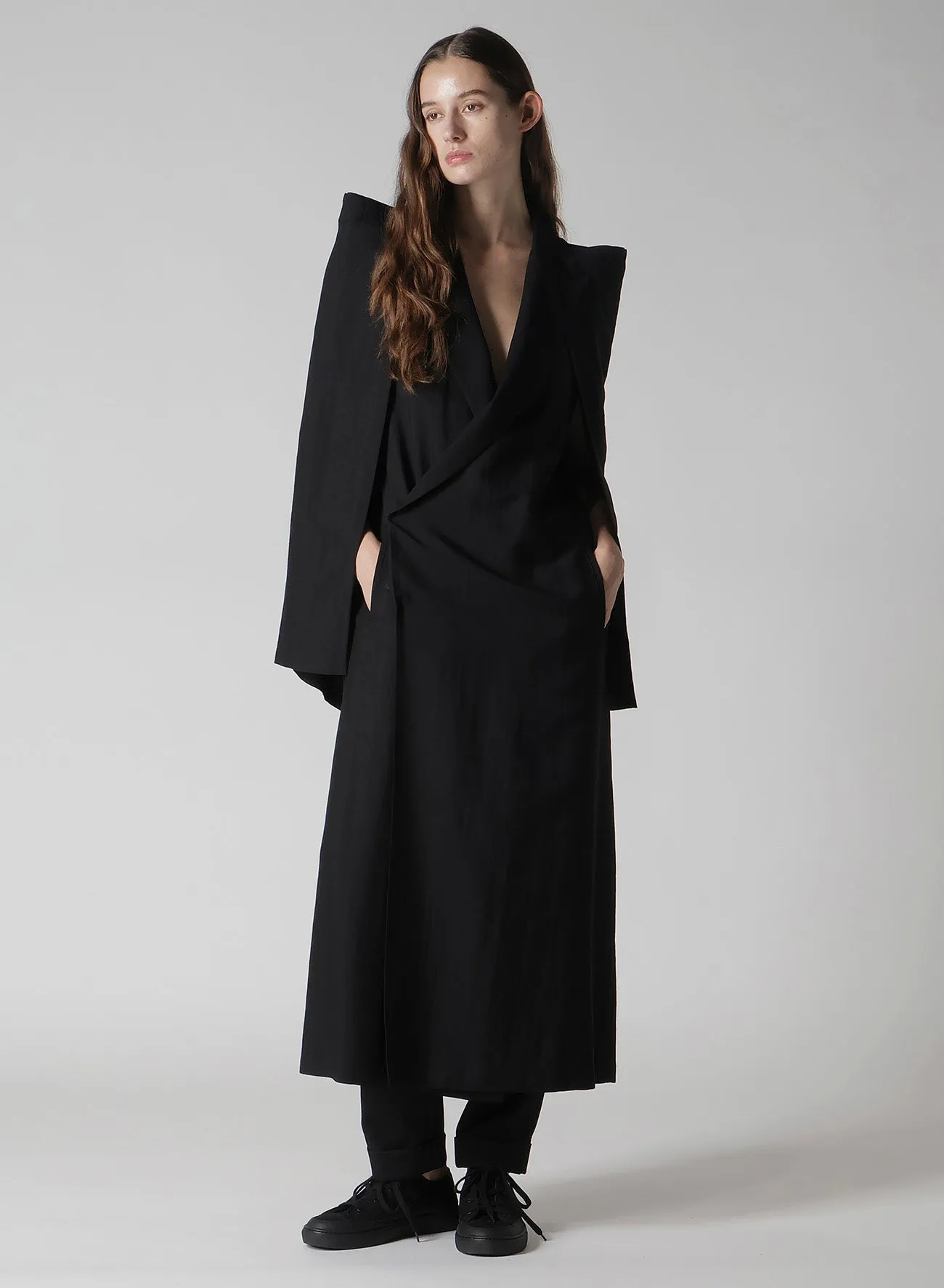 Cu/W HIGH TWISTED GABARDINE BOX SILHOUETTE COAT sold by Yohji Yamamoto product image thumbnail 3