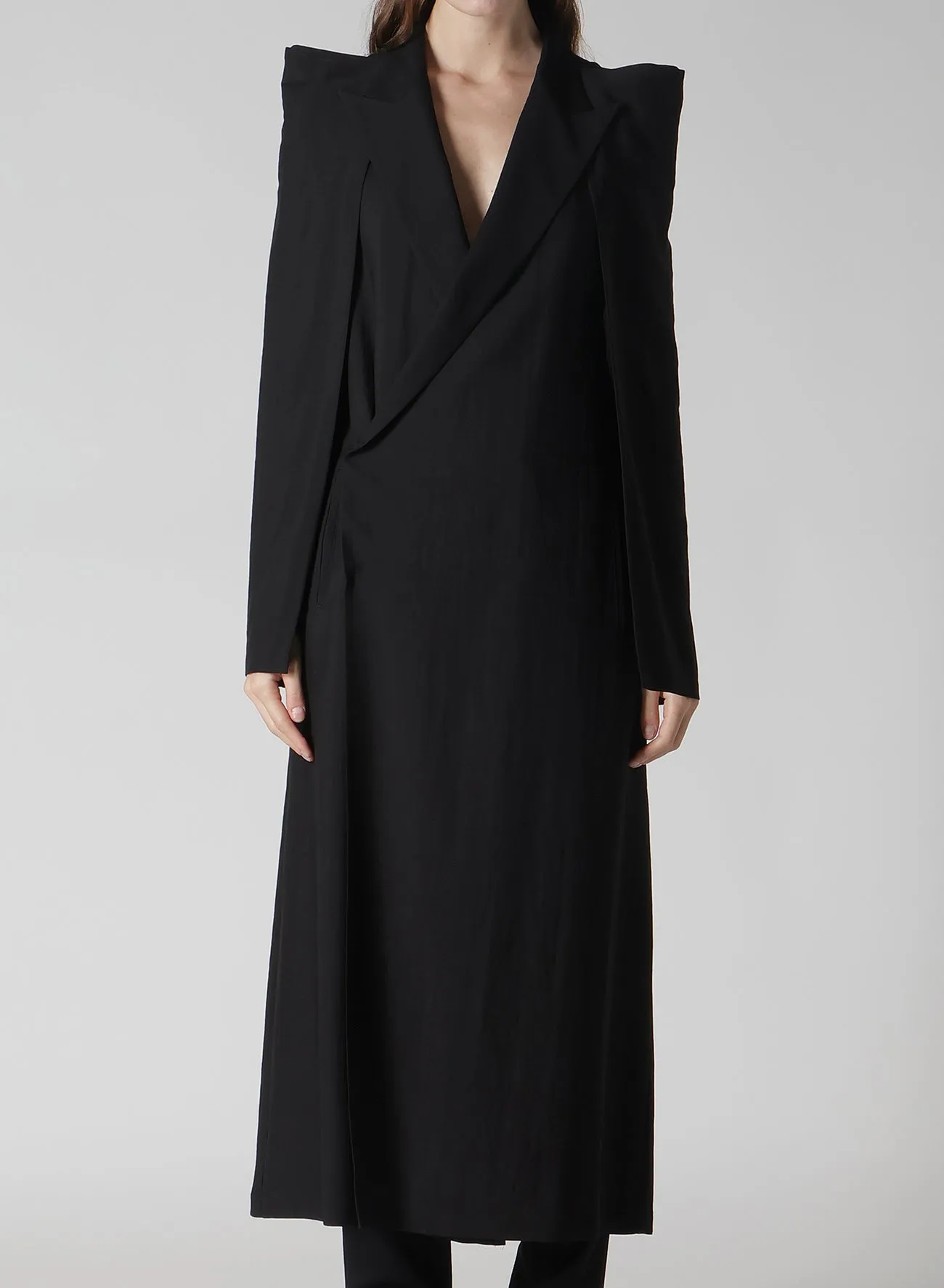 Cu/W HIGH TWISTED GABARDINE BOX SILHOUETTE COAT sold by Yohji Yamamoto product image thumbnail 2