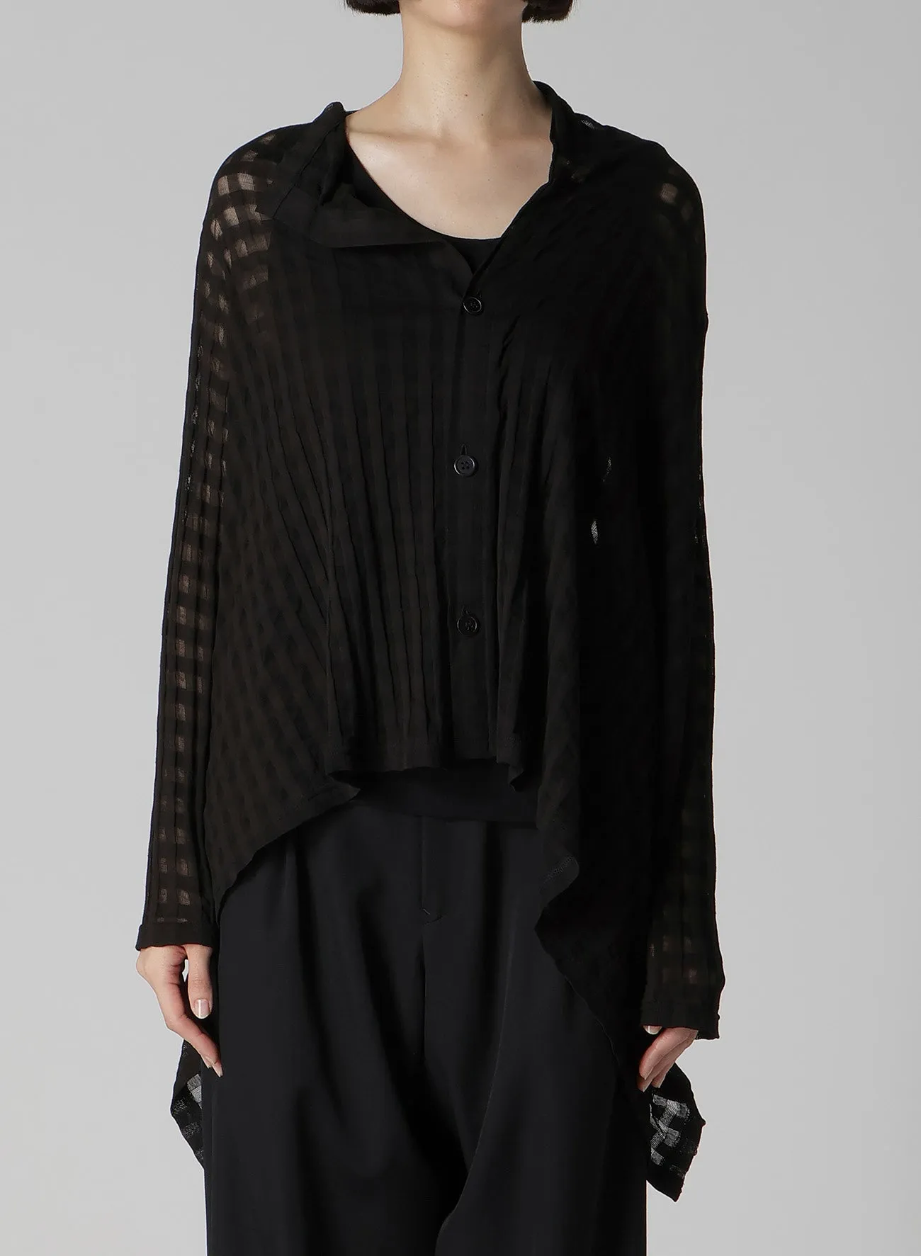 SHEER PLAID JACQUARD FLARE CARDIGAN sold by Yohji Yamamoto product image thumbnail 2