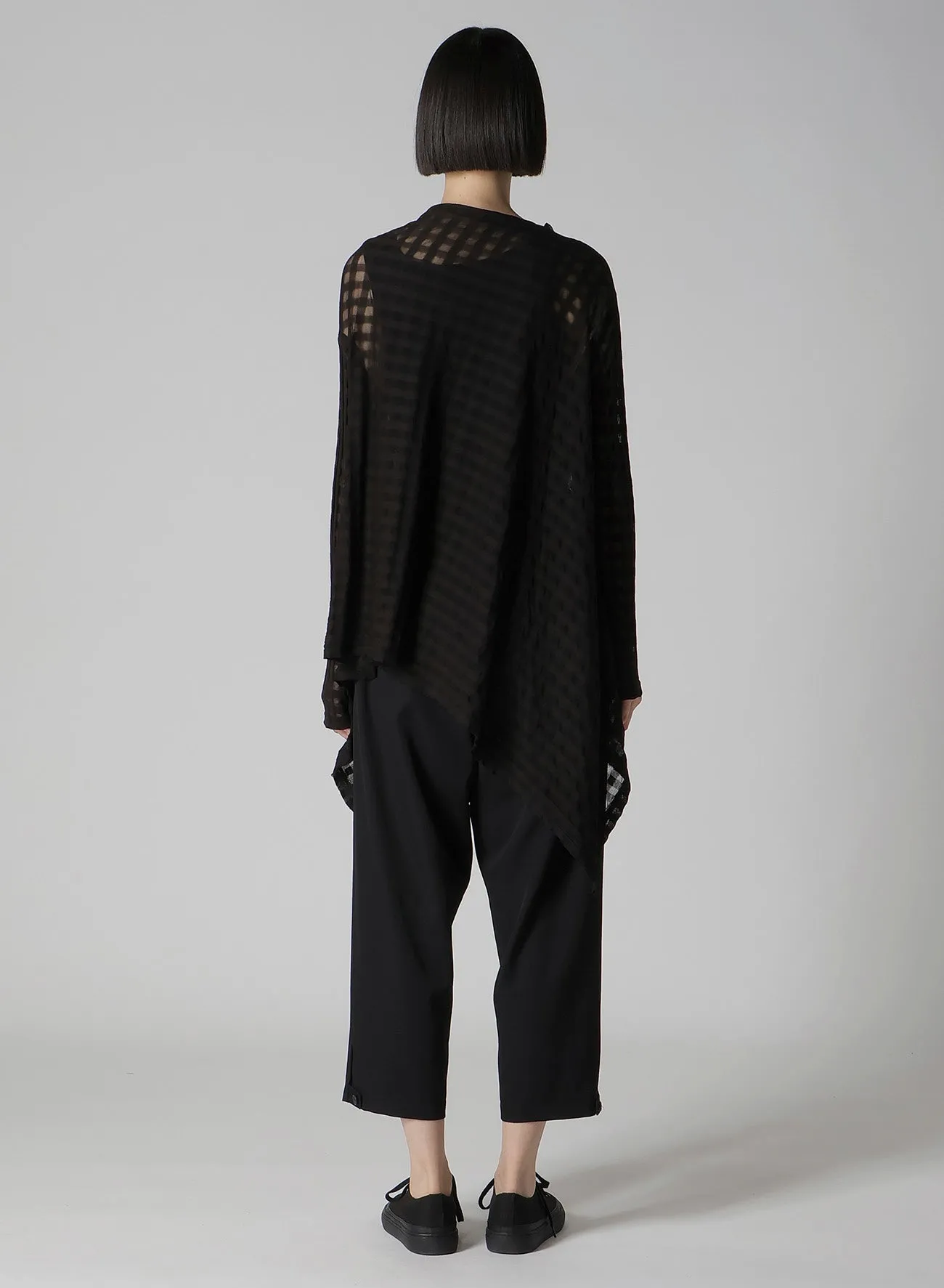 SHEER PLAID JACQUARD FLARE CARDIGAN sold by Yohji Yamamoto product image thumbnail 5