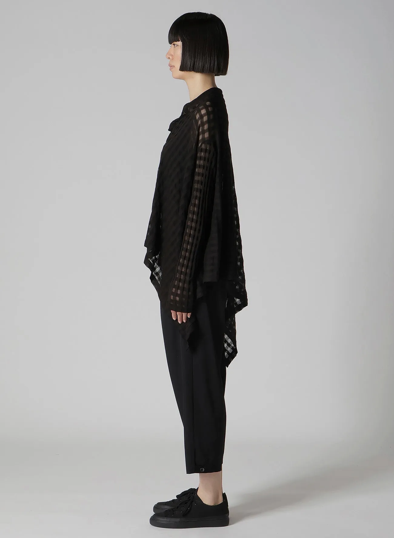 SHEER PLAID JACQUARD FLARE CARDIGAN sold by Yohji Yamamoto product image thumbnail 4