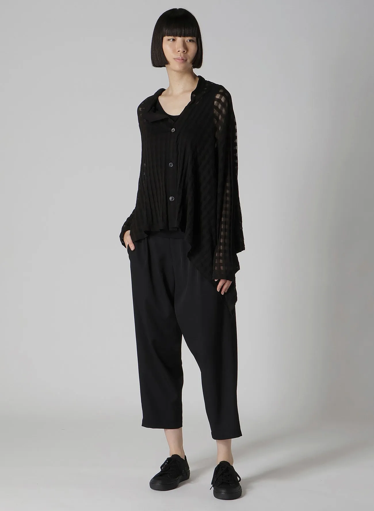 SHEER PLAID JACQUARD FLARE CARDIGAN sold by Yohji Yamamoto product image thumbnail 3