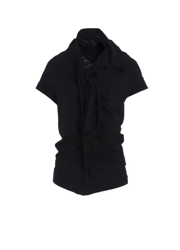 HIGH GAUGE AIRY JERSEY DRAPE DETAIL SHORT SLV T sold by Yohji Yamamoto