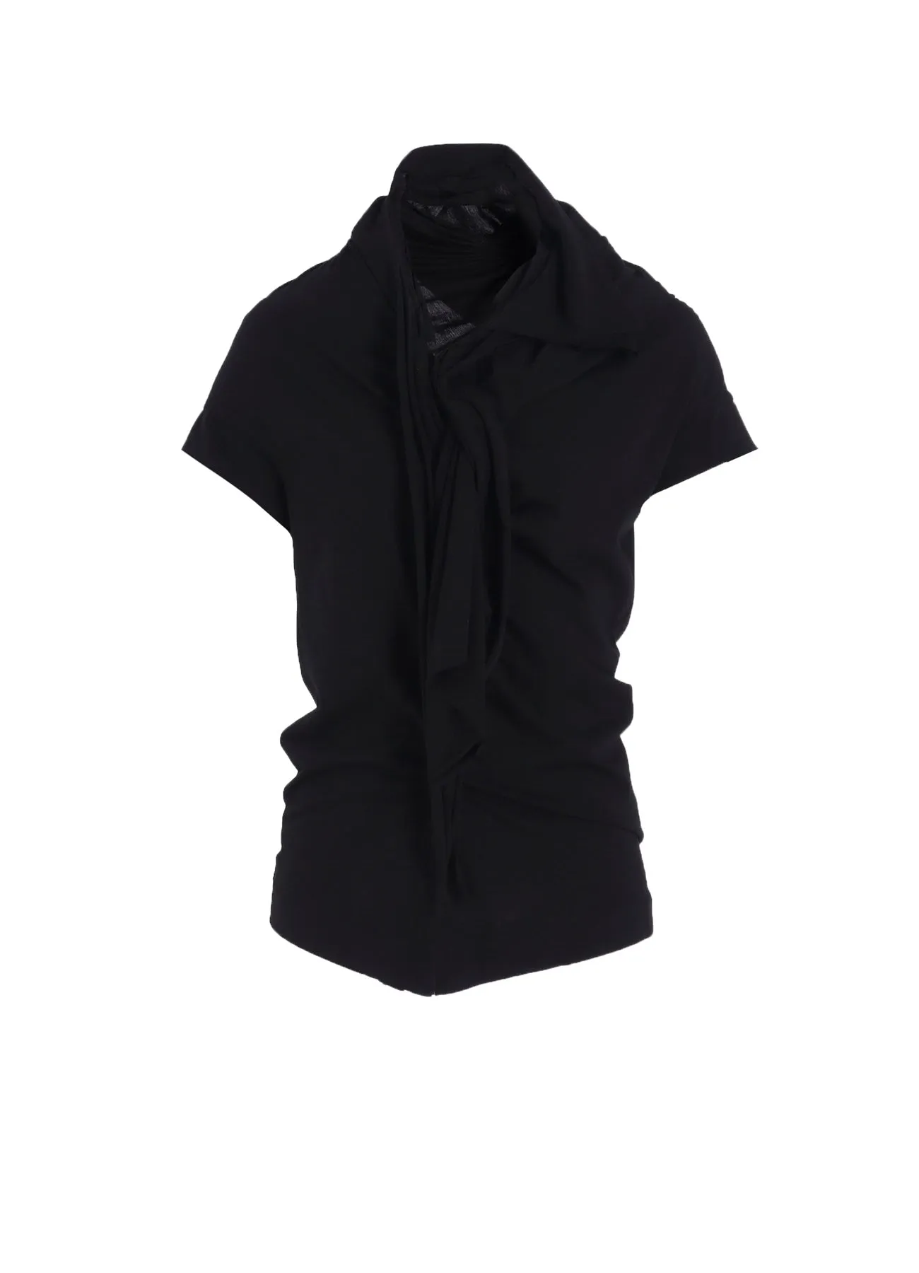 HIGH GAUGE AIRY JERSEY DRAPE DETAIL SHORT SLV T sold by Yohji Yamamoto