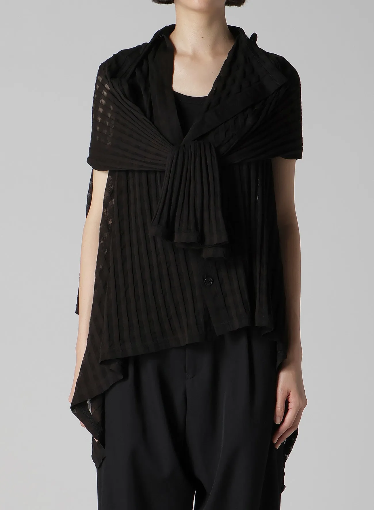 SHEER PLAID JACQUARD LAYERED FLARE CARDIGAN sold by Yohji Yamamoto product image thumbnail 2