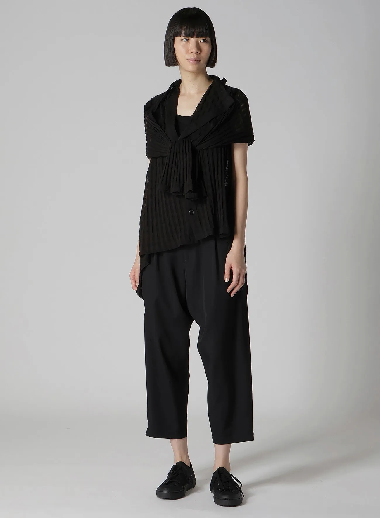 SHEER PLAID JACQUARD LAYERED FLARE CARDIGAN sold by Yohji Yamamoto product image thumbnail 3
