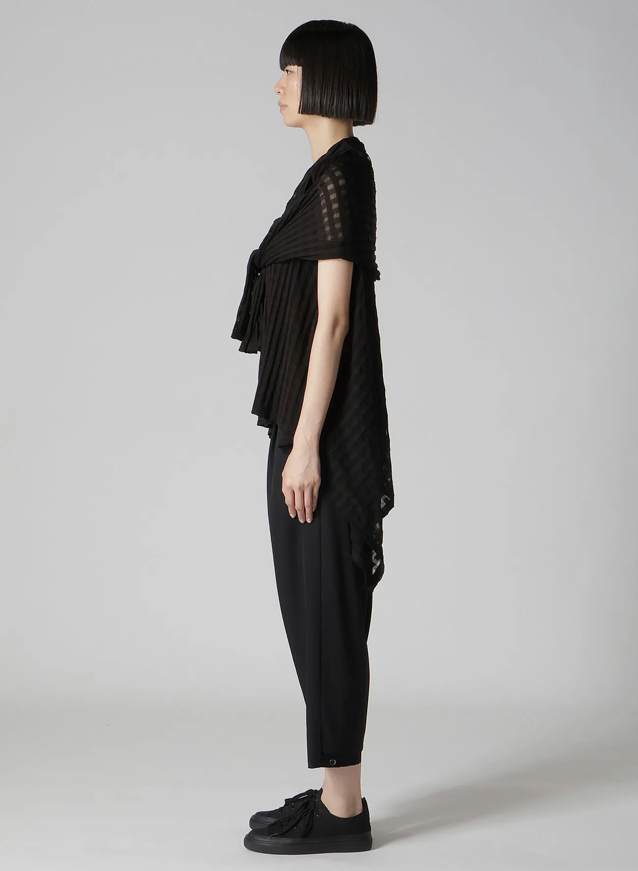 SHEER PLAID JACQUARD LAYERED FLARE CARDIGAN sold by Yohji Yamamoto product image thumbnail 4