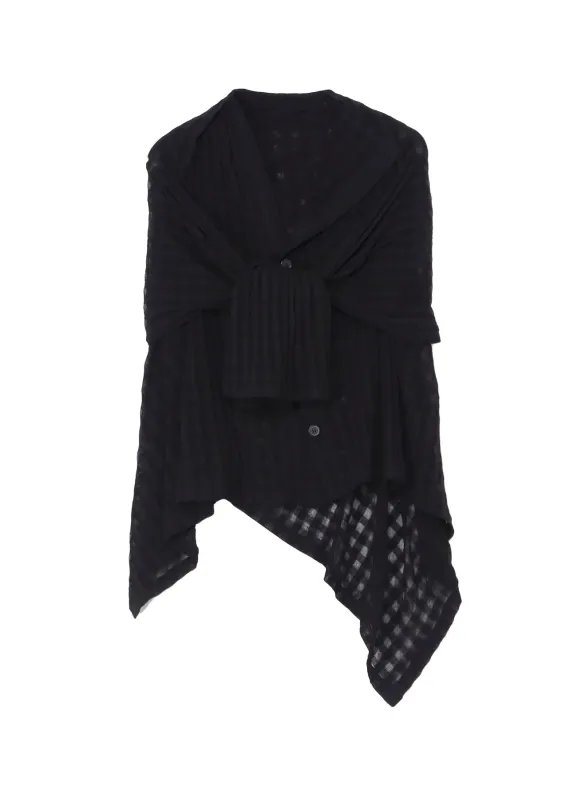 SHEER PLAID JACQUARD LAYERED FLARE CARDIGAN made by Yohji Yamamoto
