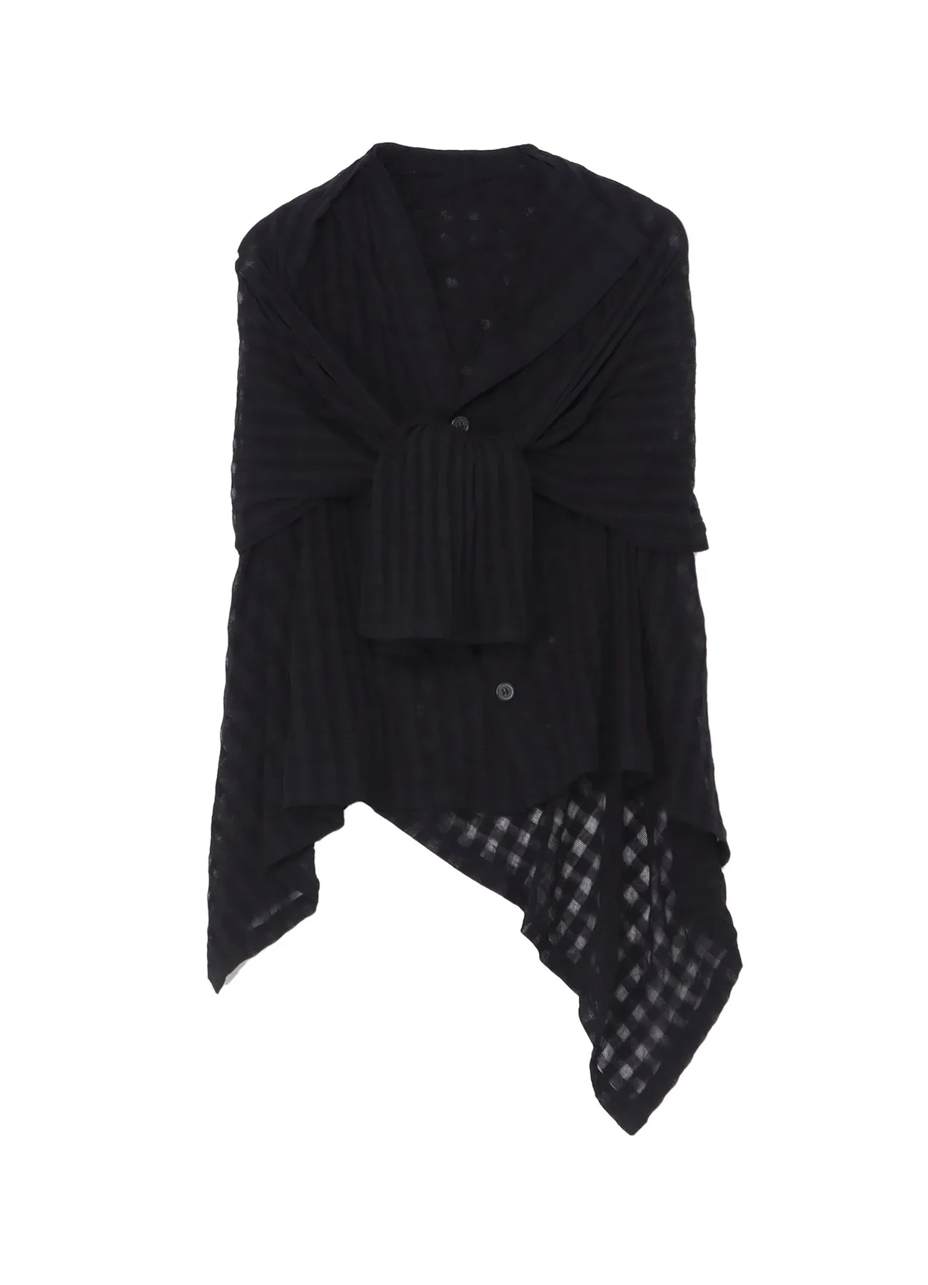 SHEER PLAID JACQUARD LAYERED FLARE CARDIGAN sold by Yohji Yamamoto
