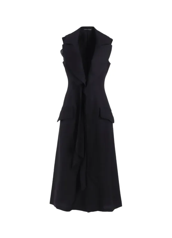 S/W TWILL FRONT DRAPED SLEEVELESS DRESS sold by Yohji Yamamoto