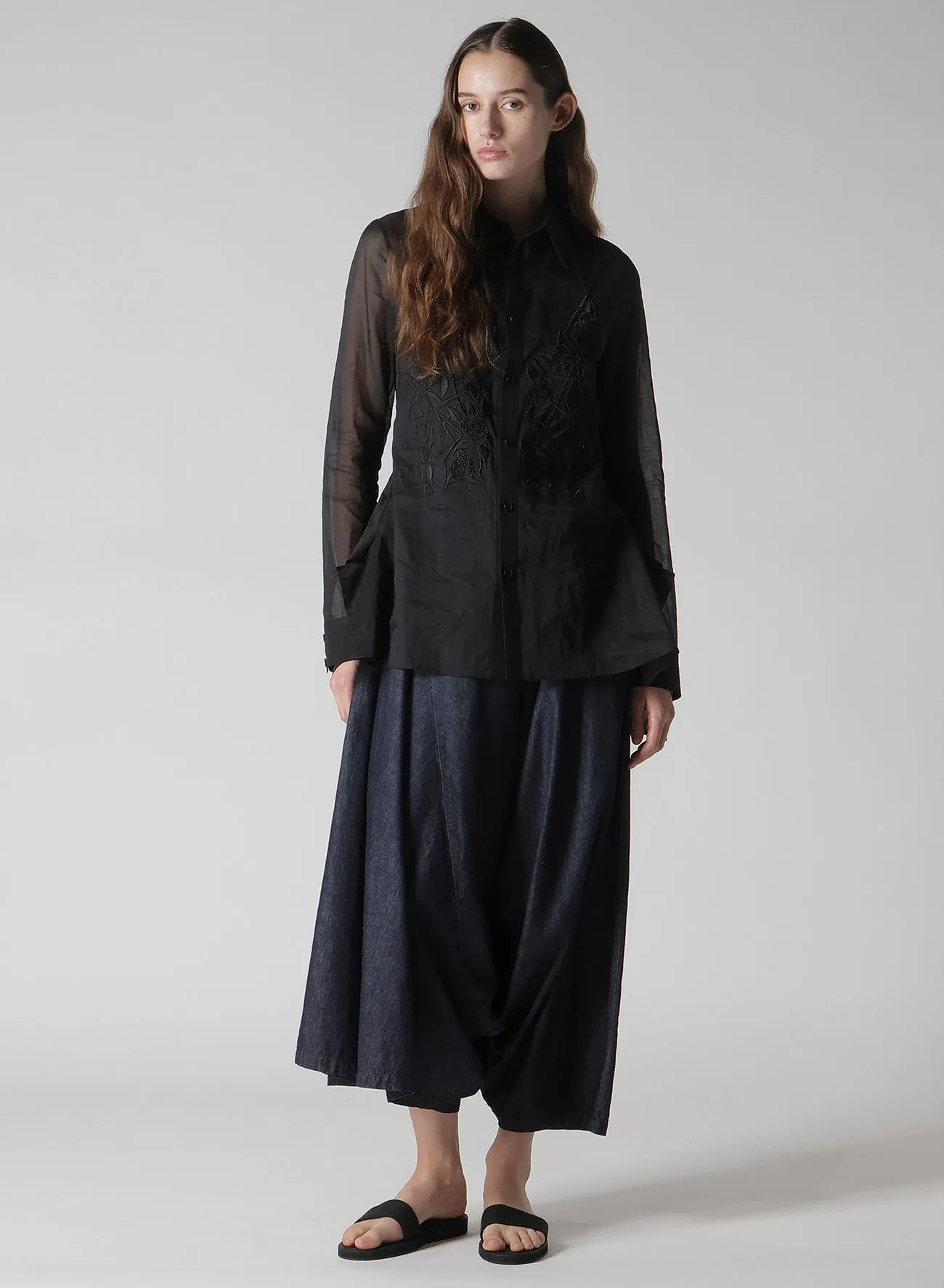 COTTON ORGANZA LAWN BACKSIDE FLARED SLIM B sold by Yohji Yamamoto product image thumbnail 3