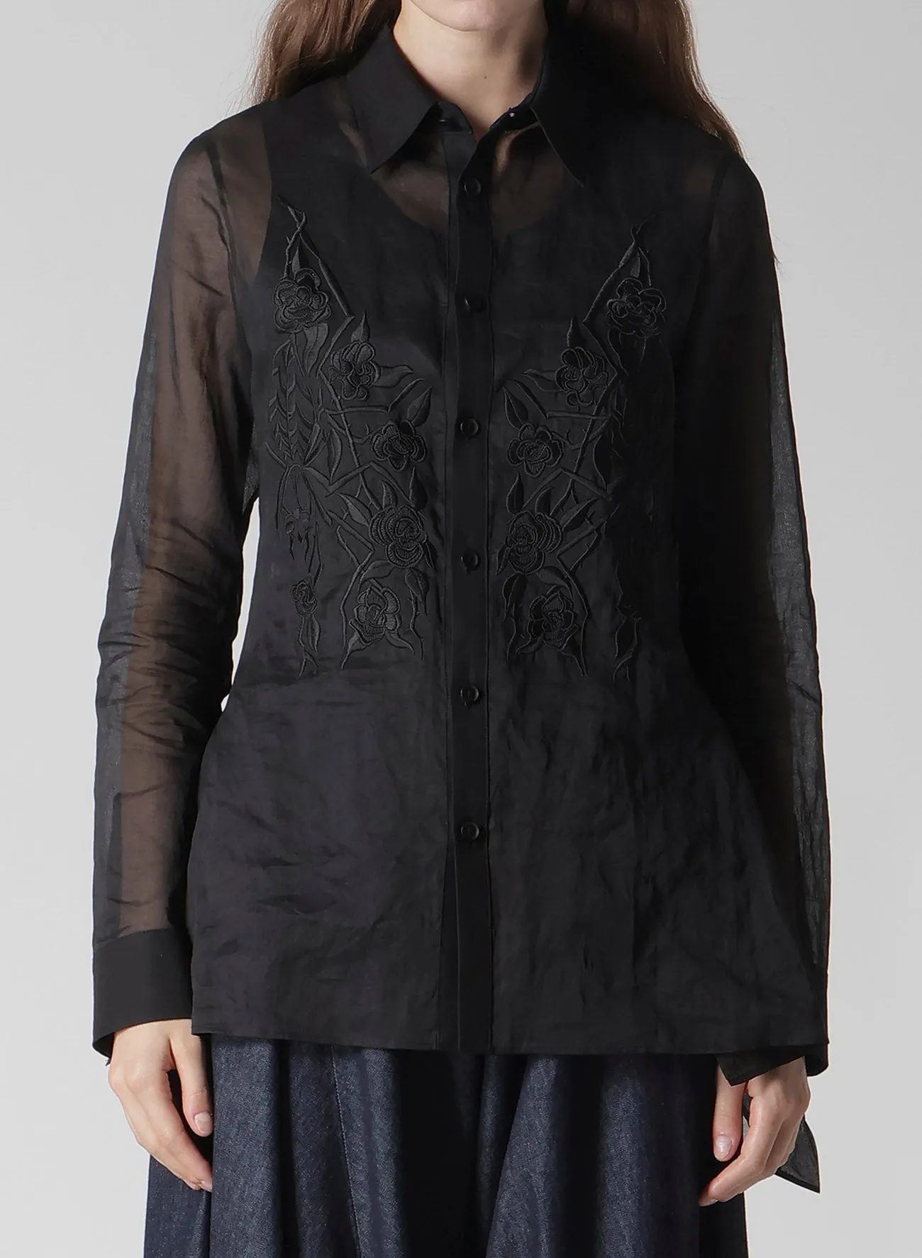 COTTON ORGANZA LAWN BACKSIDE FLARED SLIM B sold by Yohji Yamamoto product image thumbnail 2