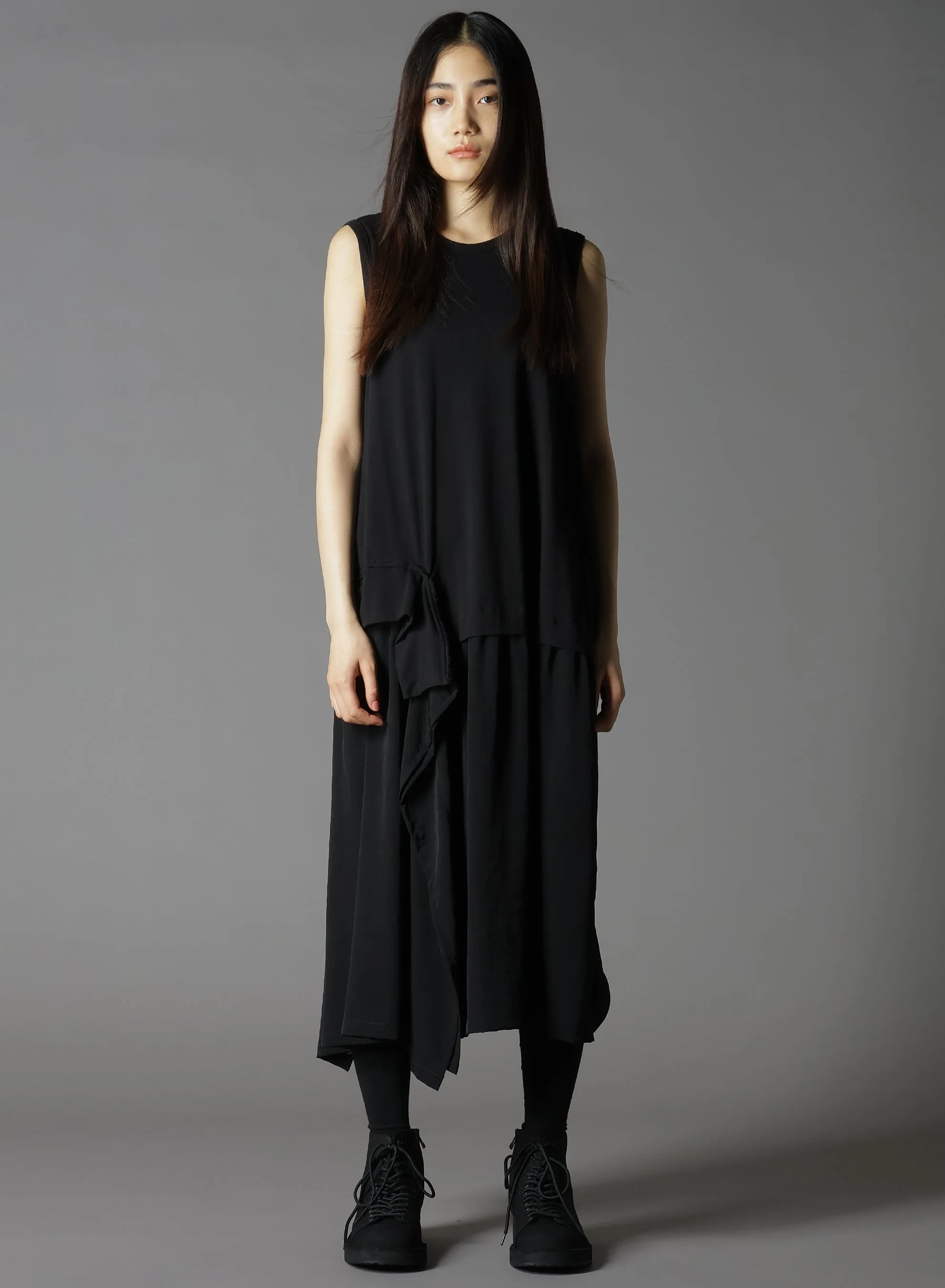 ULTIMA JERSEY + CREPE DE CHINE DOCKING SWING DRESSES sold by Yohji Yamamoto product image thumbnail 3