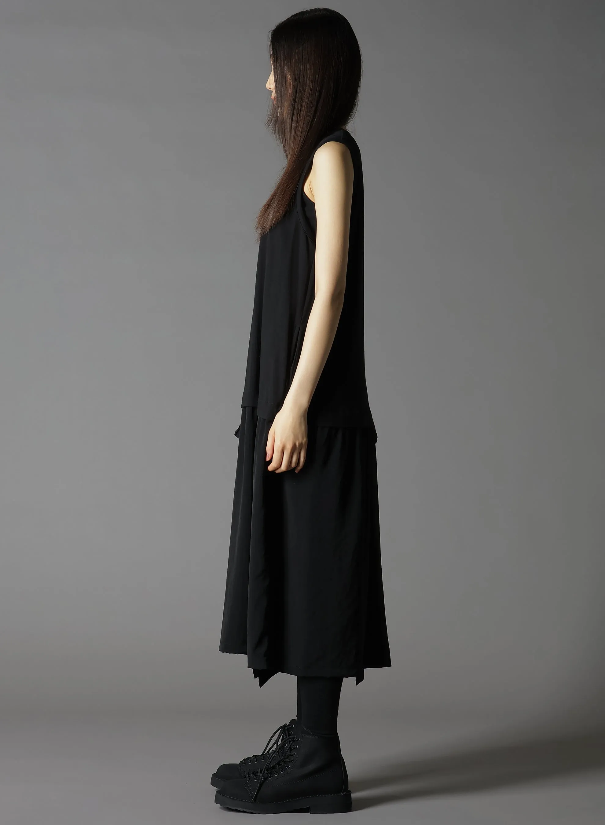 ULTIMA JERSEY + CREPE DE CHINE DOCKING SWING DRESSES sold by Yohji Yamamoto product image thumbnail 4