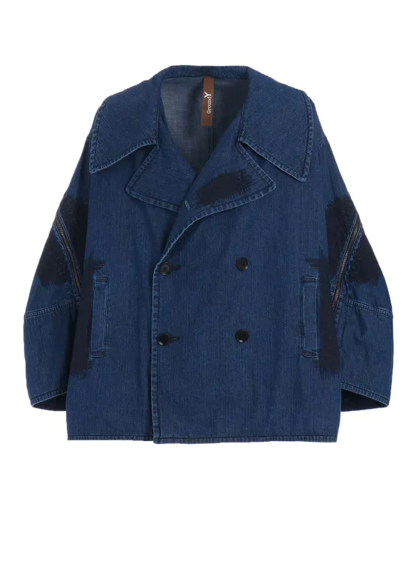 8OZ DENIM + DUNGAREE SHORT LENGTH BIG SLEEVE DOUBLE COAT sold by Yohji Yamamoto