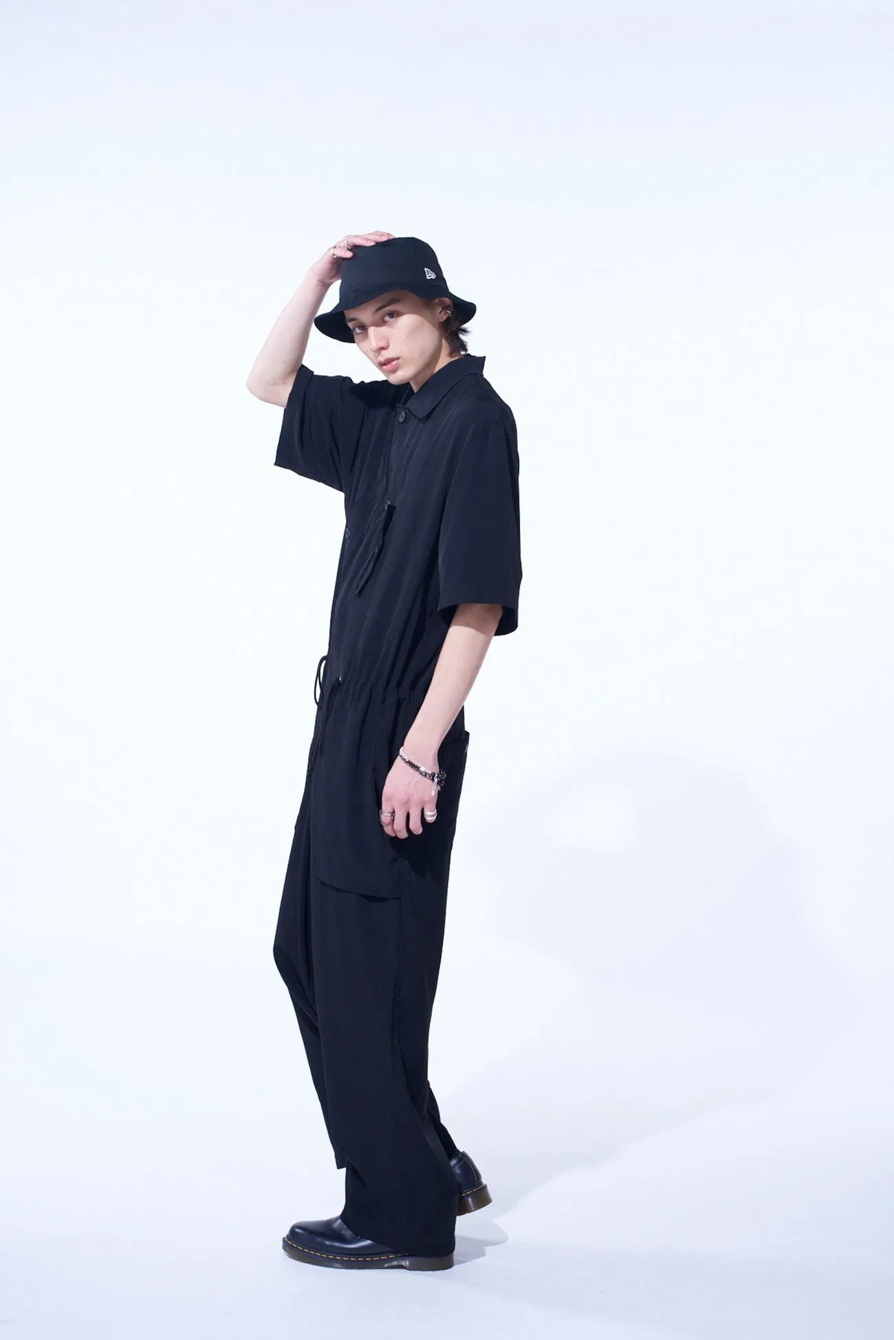 CREPE de CHINE SHORT SLEEVE MILITARY ALL-IN-ONE sold by Yohji Yamamoto product image thumbnail 3
