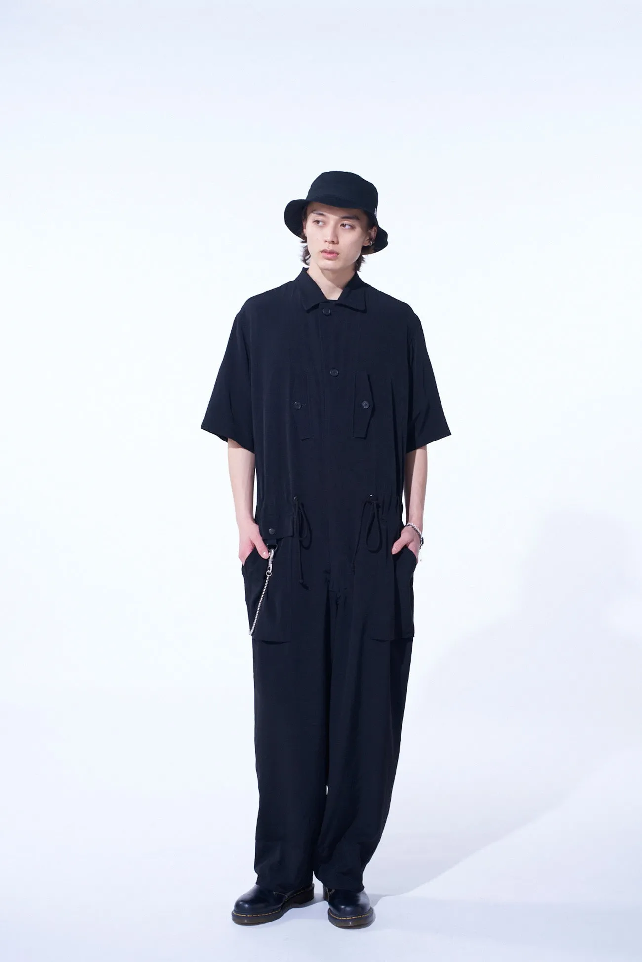 CREPE de CHINE SHORT SLEEVE MILITARY ALL-IN-ONE sold by Yohji Yamamoto product image thumbnail 2