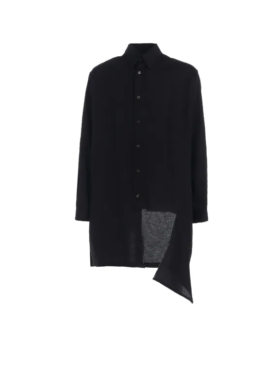 LIGHT COTTON TWILLL WASH ONC LEFT FRONT CUT-OUT SHIRT sold by Yohji Yamamoto