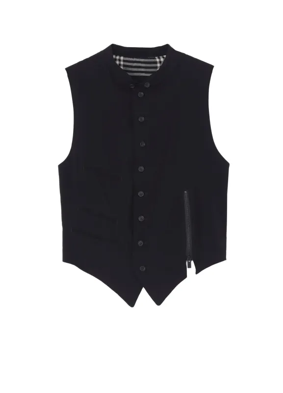 【PIECE UNIQUE/THE SHOP】RAYON SPAN LOAN LEFT ZIP DETAIL VEST sold by Yohji Yamamoto
