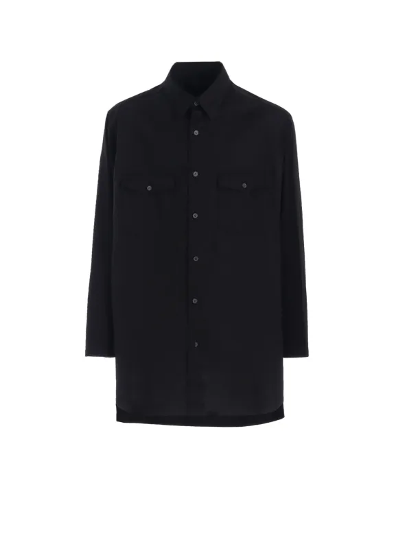 WOVEN AND JERSEY COMBINATION REGULAR COLLAR SHIRT sold by Yohji Yamamoto